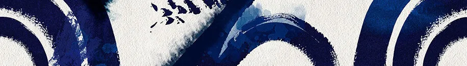 Reference wallpaper: bold indigo brushstroke arches.
